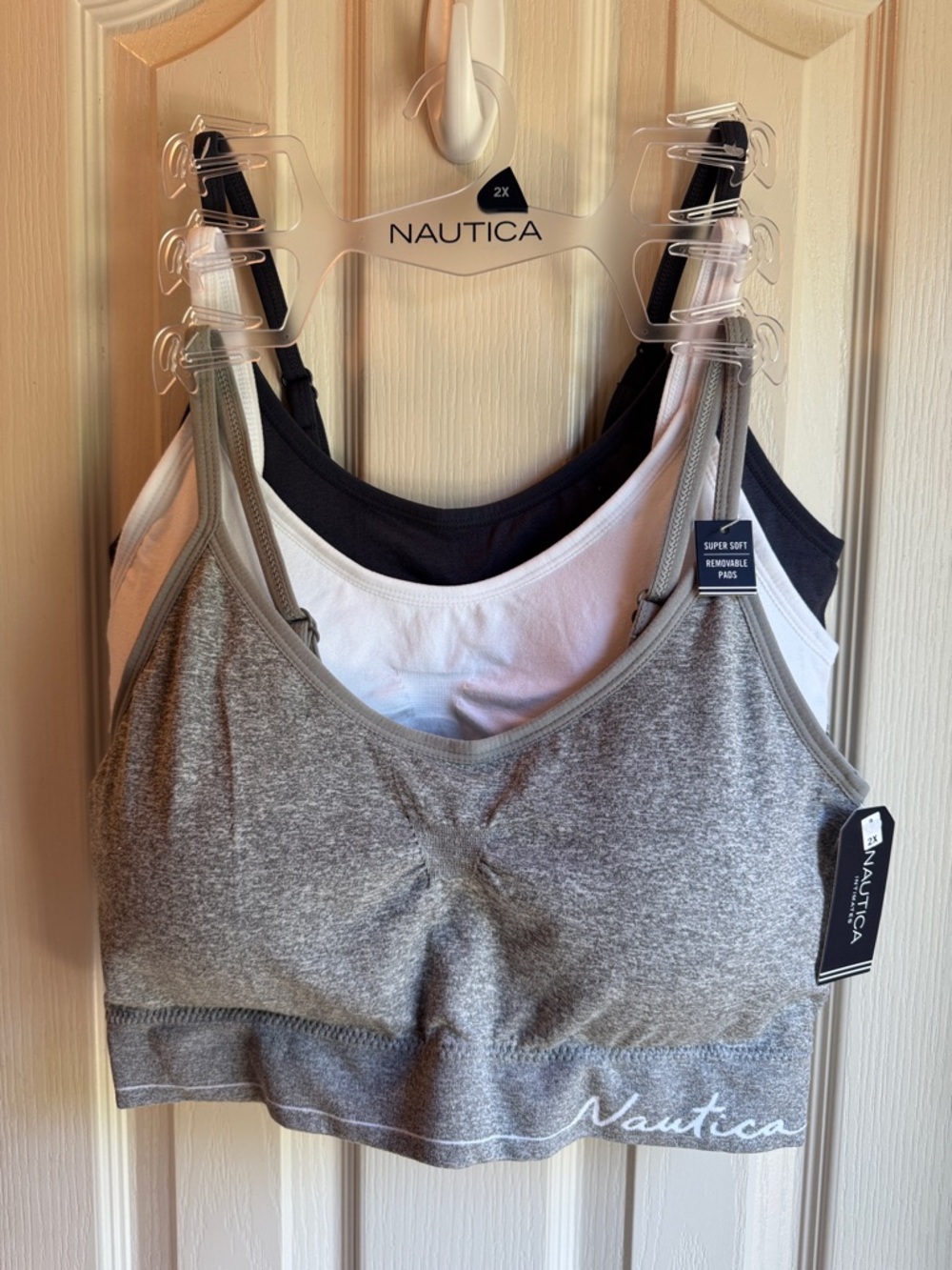 NWT NAUTICA SUPER SOFT 3 BRA SETS GRAY-WHITE-BLUE